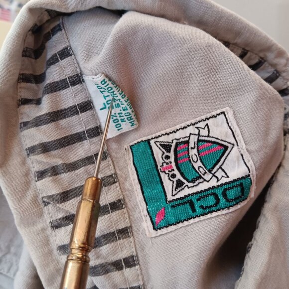 Vintage 1980s New Wave Shirt Mens Large Pullover Logo by DCL Preppy Indy - Picture 8 of 9